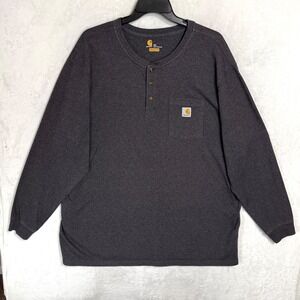 Carhartt K128 Heavyweight Long Sleeve Pocket Henley Shirt 3XL Carbon Heather